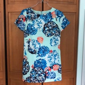 J.Crew Size 0 Mint Dress with Bright Blue and Orange Flowers